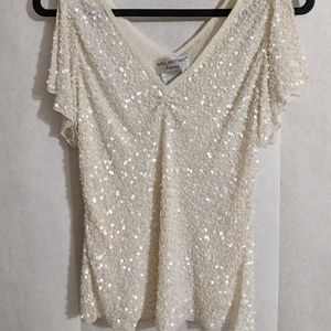 3/$12 Papell Boutique Silk and SPARKLE blouse Sz M